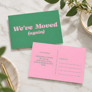 Postal Moderno Nos hemos mudado Nuevo Hogar Mudanza Rosa