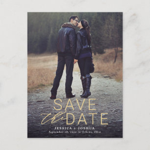Postal Moderno Overlay Gold Full Photo Save the Date