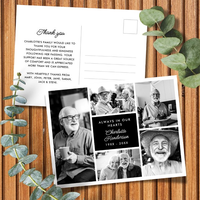 Postal Moderno Personalizado Textos 5-Photo Funeral Graci (Subido por el creador)