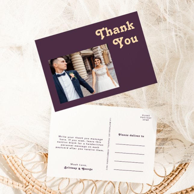 Postal Moderno Retro | Foto de Bodas en Agradecimiento de (Subido por el creador)