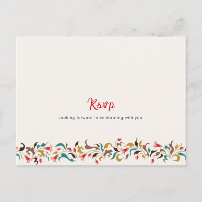 Postal Moderno Romántico Elegante Boda Floral de Wreath (Anverso)