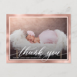 Postal Moderno Rosa Gold Baby Shower Gracias