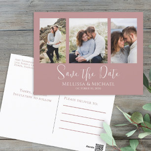 Postal Moderno Rosa sencillo y turbio elegante 3 Foto pre