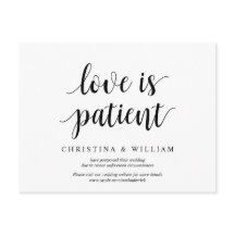 Moderno rústico, el amor es paciente, pospuesto.