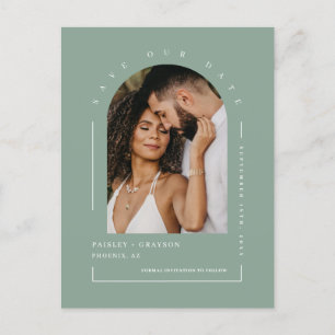 Postal Moderno Sage Green Arch Photo QR Code Save Our Dat