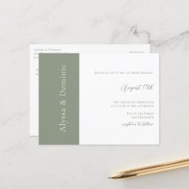 Postal Moderno Sage Green QR Code RSVP Boda en línea