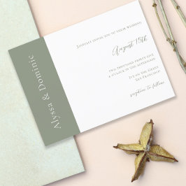 Postal Moderno Sage Green QR Code RSVP Boda en línea