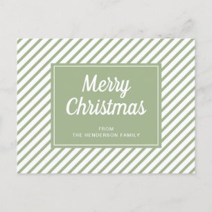 Postal Moderno Sage Green Stripes Feliz Navidad