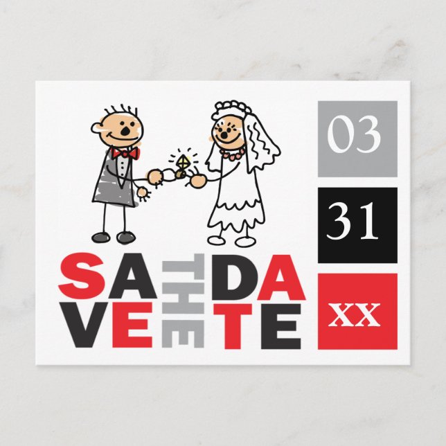 Postal Moderno Salven Las Fechas Bride Groom Engagement R (Anverso)