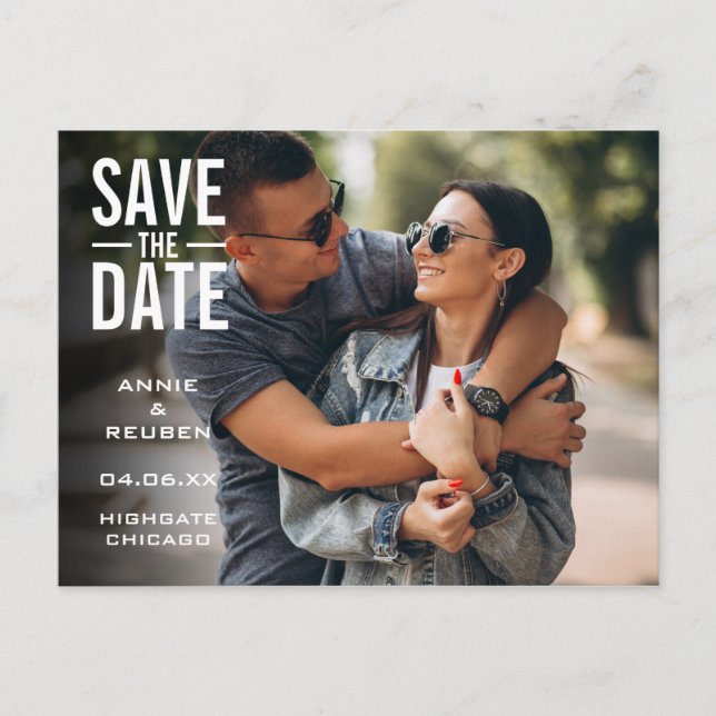 Postal Moderno Save the Date Photo Typographic (Anverso)