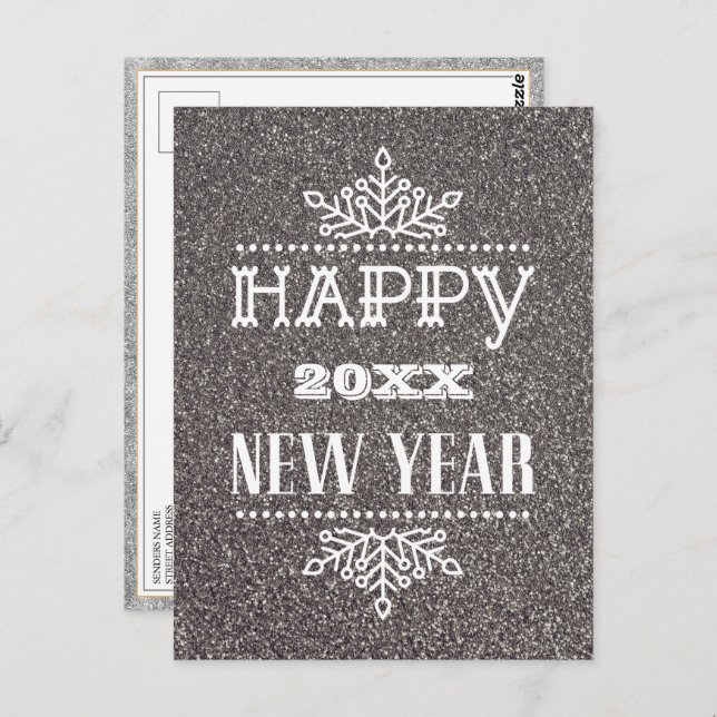 Postal Moderno Script Festive Silver Purpurina Corporate (Anverso / Reverso)