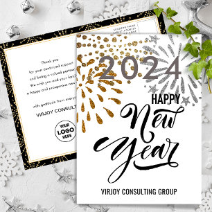 Postal Moderno Script Gold Silver Fireworks Business