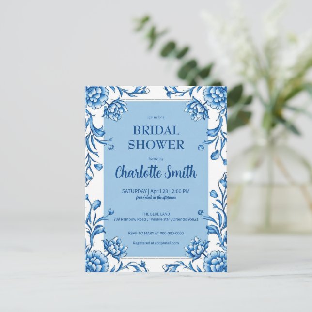 Postal Moderno simple Chinoiserie antiguo baby shower nup (Anverso de pie)