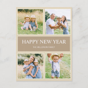 Postal Moderno Simple Feliz Año Nuevo 4 Fotos Familiares 