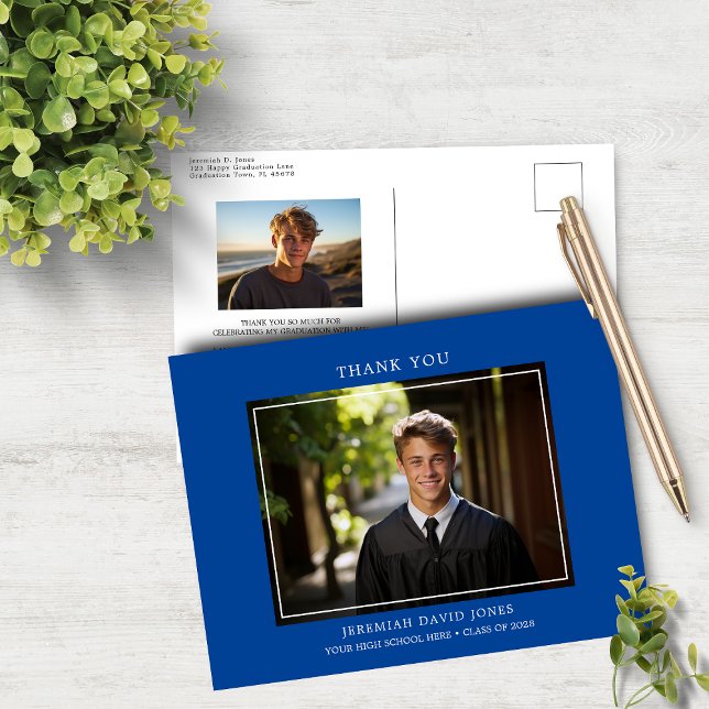 Postal Moderno Simple Foto Agradecimiento de Graduación (Subido por el creador)