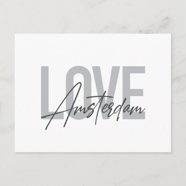 Postal Moderno, simple, moda, diseño fresco Love Amsterda (Anverso)