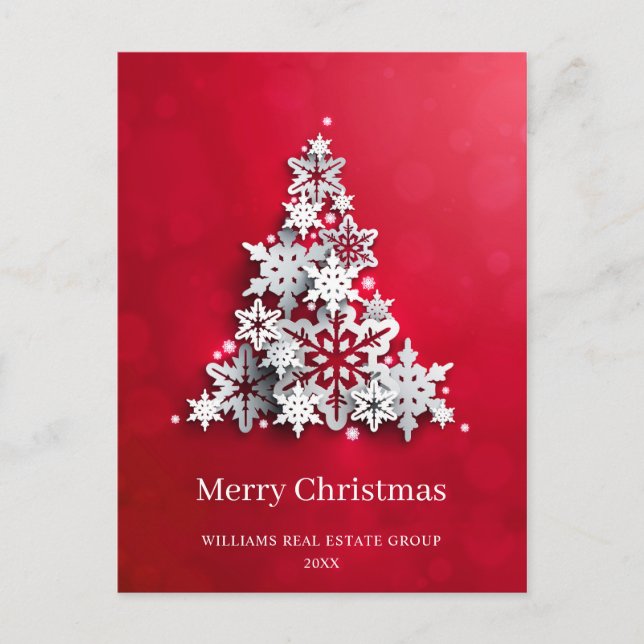 Postal Moderno Snowflake Christmas Tree Corporate Greetin (Anverso)