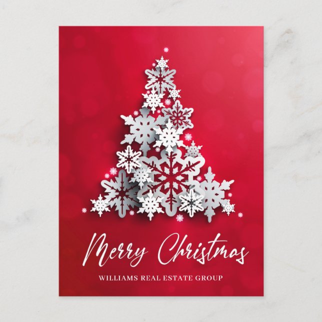 Postal Moderno Snowflake Christmas Tree Corporate Greetin (Anverso)