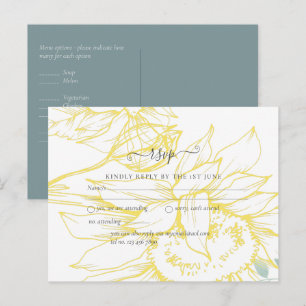 Postal Moderno Sunflowers Greenery Sage Gold Boda