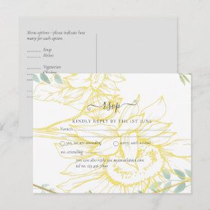 Postal Moderno Sunflowers Greenery Sage Gold Boda