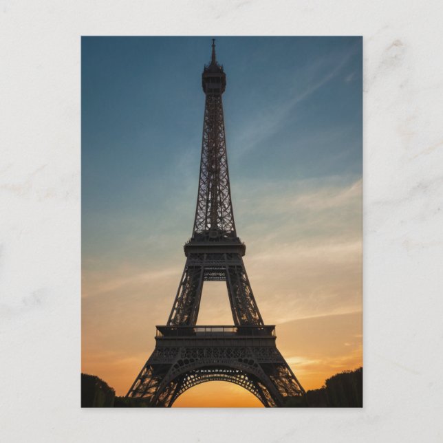 Postal Moderno Sunset Parisino Torre Eiffel París Francia (Anverso)