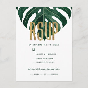 Postal Moderno Tropical Suiza Queso Leaf Gold RSVP