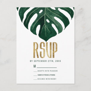 Postal Moderno Tropical Suiza Queso Leaf Gold RSVP