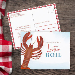Postal Moderno y Elegante acuarela Color Rojo Lobster Boi