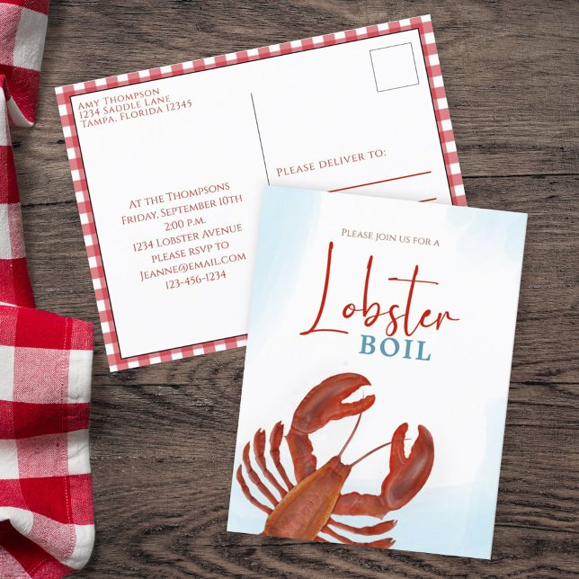 Postal Moderno y Elegante acuarela Color Rojo Lobster Boi (Subido por el creador)