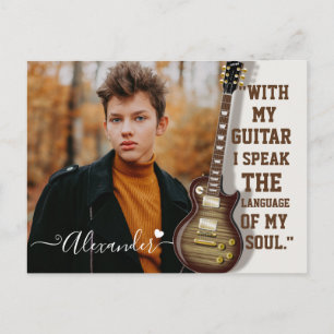 Postal Moderno y elegante foto y nombre de la guitarra el