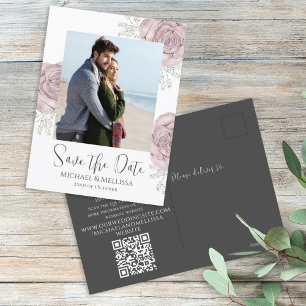 Postal Moderno y sencillo Rosa de foto floral QR Código