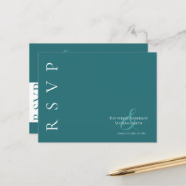 Postal Moderno y simple Emerald Green-RSVP-Boda-