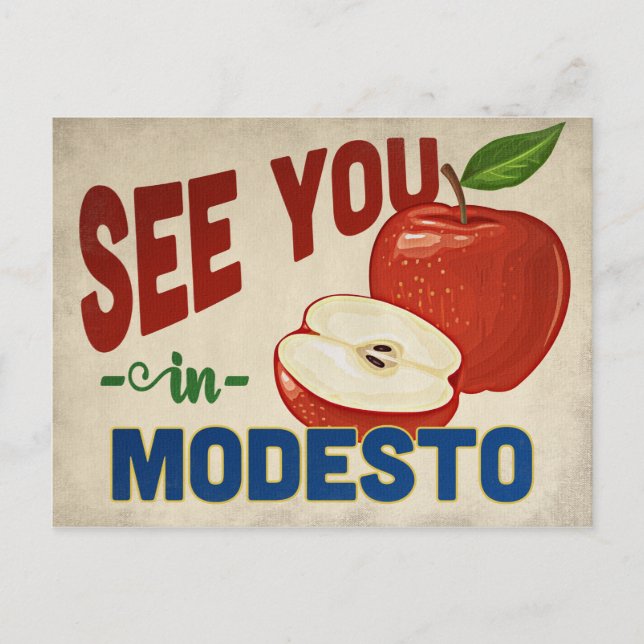 Postal Modesto California Apple - Viajes de época (Anverso)