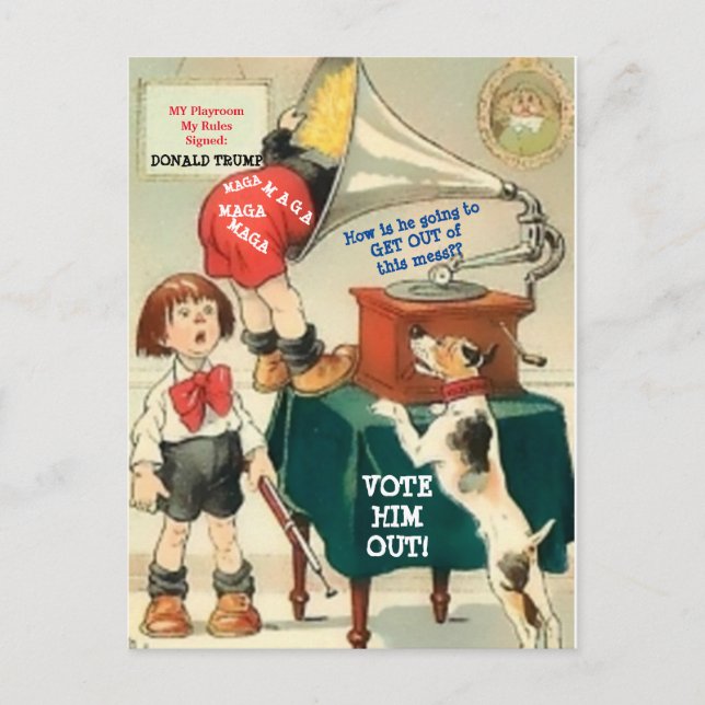 Postal Modificado el fonógrafo antiTrump y antiventilado  (Anverso)