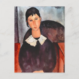 Postal Modigliani Elvira con collar blanco