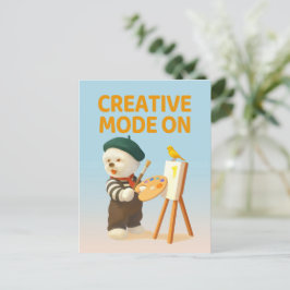 Postal Modo Creativo Activado: Pintor Perro Bichon Artist