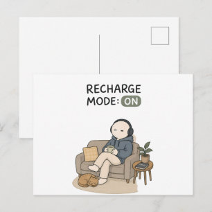 Postal Modo de Recarga Activado Chiste de Introvertido Me