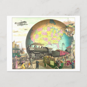 Postal Modos de transporte Litografía Victoriana