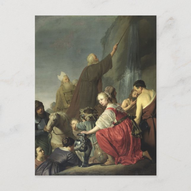 Postal Moisés golpeando el agua desde la roca (Anverso)