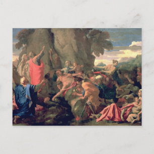 Postal Moisés golpeando el agua desde la roca, 1649