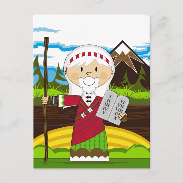 Postal Moisés y los diez mandamientos (Anverso)