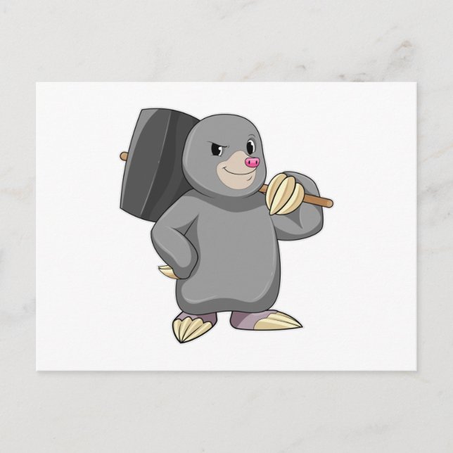 Postal Mole como Handyman con martillo (Anverso)