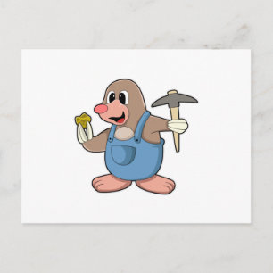 Postal Mole como minero con oro