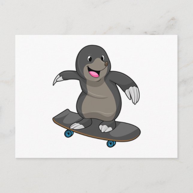 Postal Mole como Skater con Skateboard (Anverso)