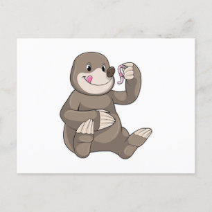 Postal Mole con gusano de tierra