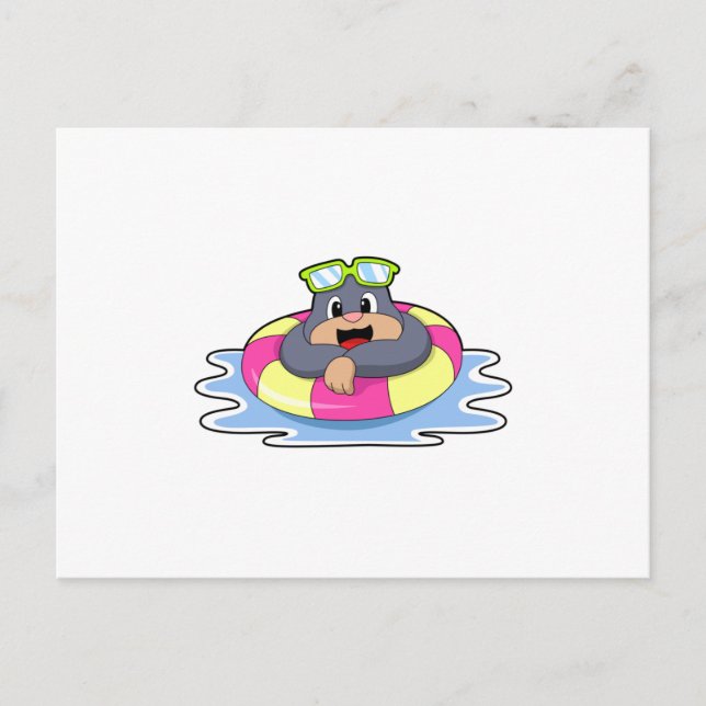 Postal Mole en Natación con anillo de natación.PNG (Anverso)