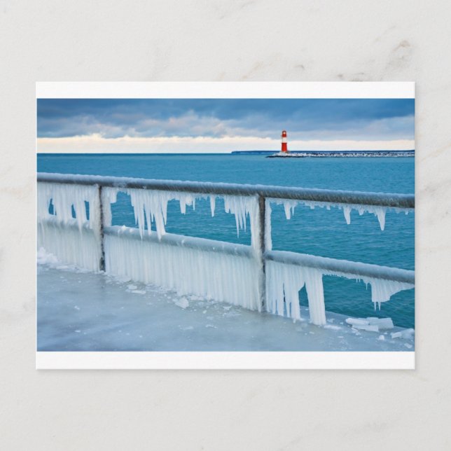 Postal Mole en Warnemuende (Alemania) en invierno (Anverso)