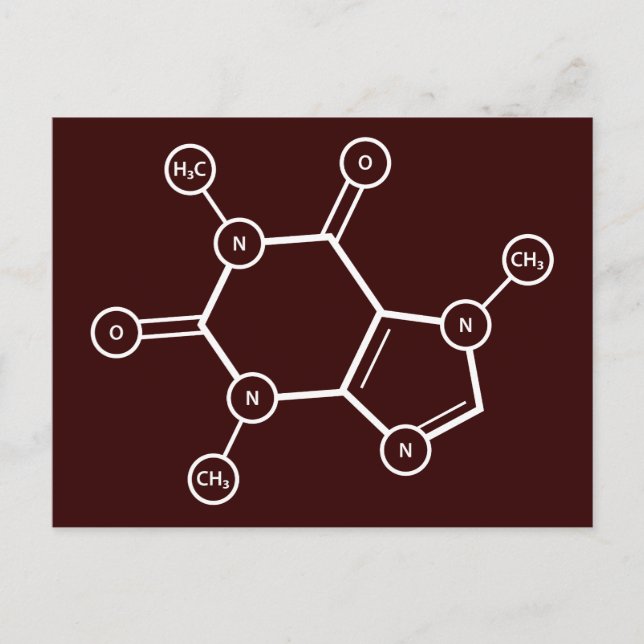 Postal molécula de café (personalizable de color) (Anverso)