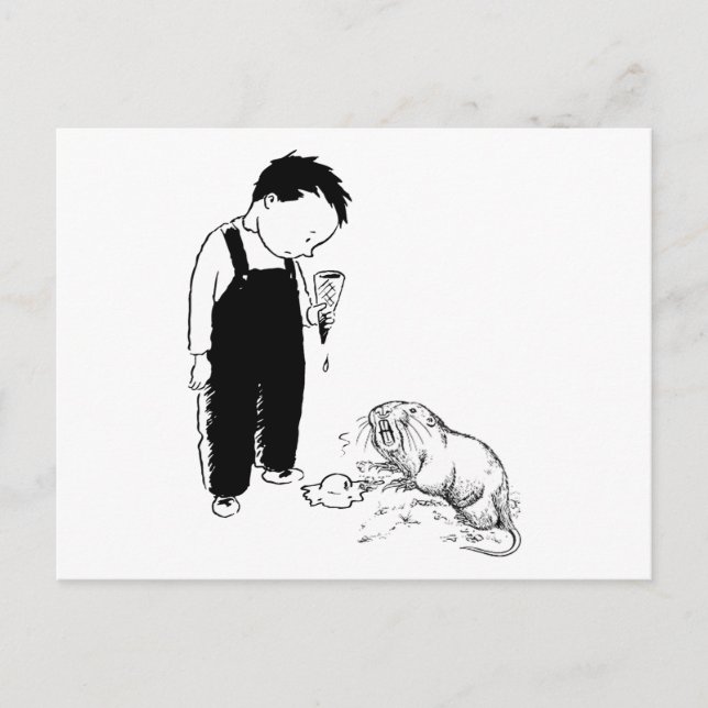 Postal Moles enojados comen helado también (Anverso)