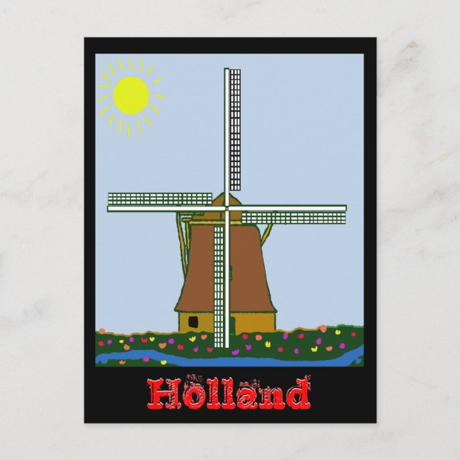 Postal molinillos de viento, Holanda, Holanda (Anverso)